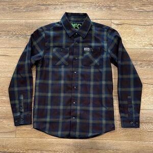 DIXXON Youth Boys Plaid Shirt - Navy and Olive